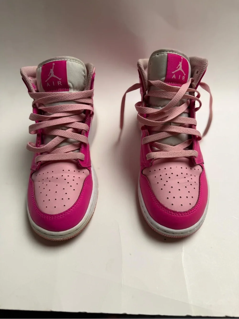 Jordan Kids High-Top Sneakers in Hot Pink and Light Pink